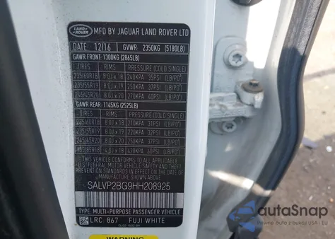 2017 Land Rover Range Rover Evoque Se/Se Premium из США, поврежденный, VIN SALVP2BG9HH208925